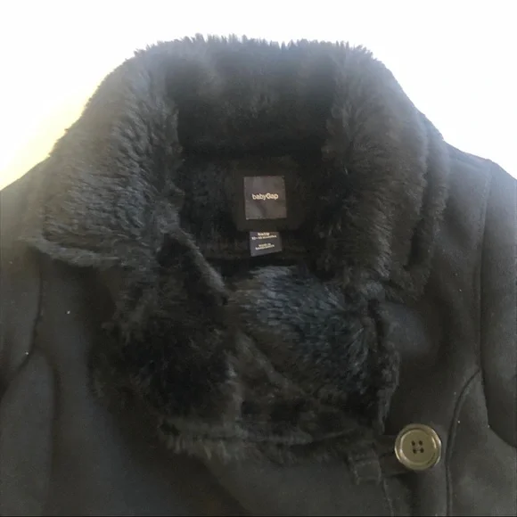 Baby Gap Black Coat with Faux Fur Girls 12-18 Months - Picture 4 of 10